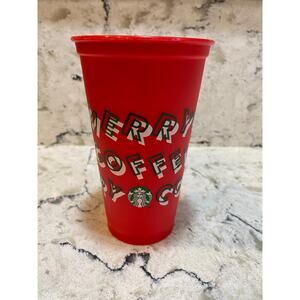 2013 Starbucks Red Merry Coffee Reusable Plastic Travel Cup Tumbler 16 oz 001